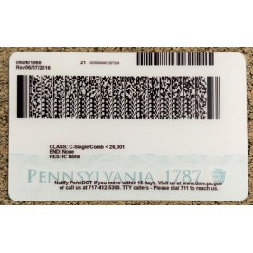 Pennsylvania scannable card